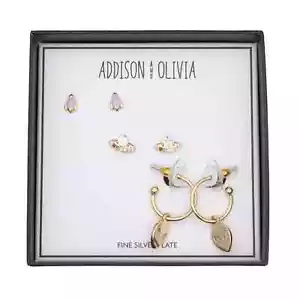 Gold Over Fine Silver Plate Crystal Alien UFO Trio Earrings #BX003 - Picture 1 of 4