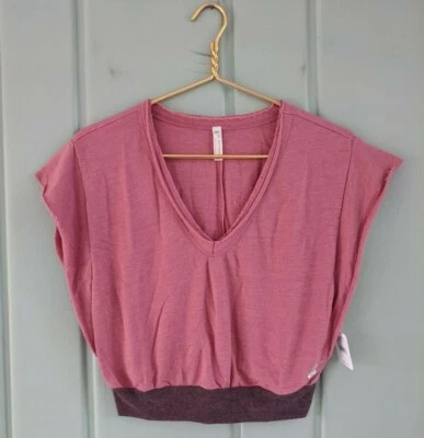 Free People Womens XS Happy Camper Tee T-Shirt Pink FP Extra Small Crop Movement - Image 1 of 4