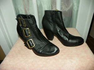 Michael Antonio Black Ankle Boots Buckles Heeled Side Zip Women's size 7.5 M - Picture 1 of 8