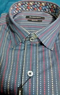 NWT Bugatchi men's L long sleeve button down shirt fancy Geometric striped Class - Image 1 of 4