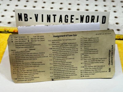 Genuine Mercedes 1996 R129 SL320 under hood fuse designation US 1 Sheet - Image 1 of 4