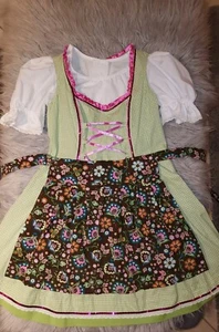 Dirndl Gr. M 38 40, grün / rosa, Kleid, Damen, Karneval Party Kostüm Oktoberfest - Bild 1 von 9