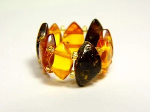 Baltic Amber Ring Size 5.5-6.5 Elastic Stretch Multicolor Stone Natural 4904 - Picture 1 of 9
