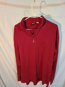 Spyder Active Sports 1/4 Zip Long Sleeve 100% Cotton RED Size XL Used VG - Picture 1 of 4