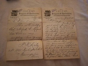 2) 1890's letters letterhead H & F W Latz Druggists and Apothecaries Minneapolis - Picture 1 of 5