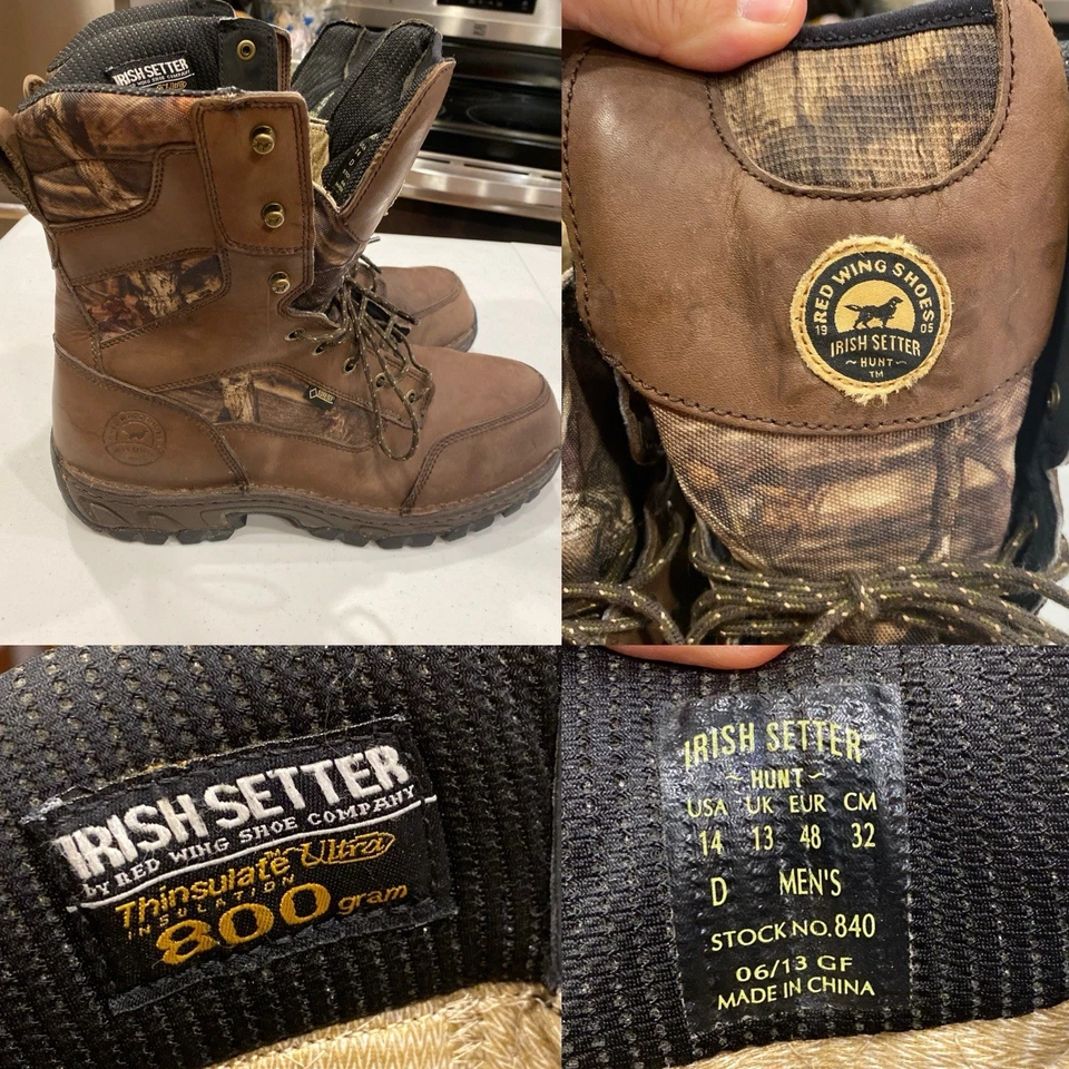 Irish Setter Red Wing Gore-Tex 800g Hunting Waterproof Boots Men’s 14 D Camo - Image 1 of 4