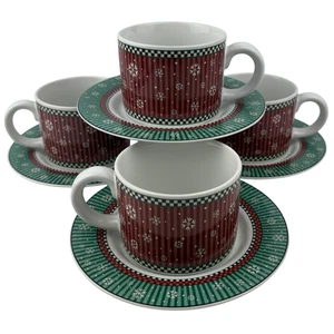 Juego de 4 tazas planas y platillos Sakura Debbie Mumm Penguins de colección 1998 vacaciones - Imagen 1 de 13