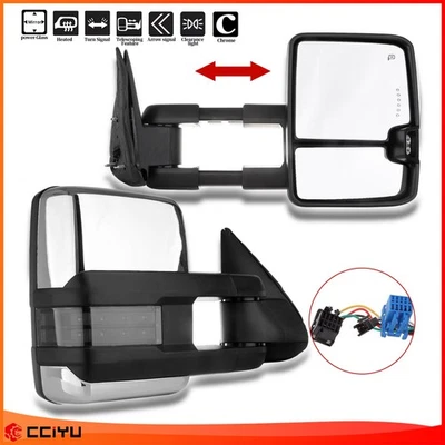 ?TOP TOW Par de espejos retrovisores para 03-07 Silverado Sierra Power señal térmica cromados Foto 1 de 4