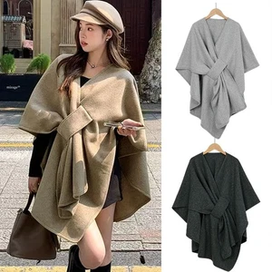 Scialle elegante retrò mantello da donna design asimmetrico abbigliamento tutte le stagioni - Foto 1 di 27