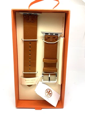 Tory Burch Apple Watch Band Case Size 38-45mm Brown Leather Strap TBS0100E - Image 1 of 4