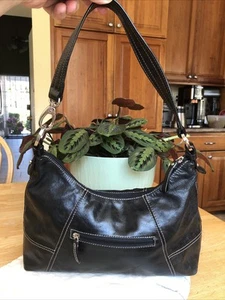 GIANNI BERNINI Smooth Leather LIGHTWEIGHT Slouch Hobo Bag EUC Black - Picture 1 of 18