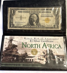 1935-A $1 ONE DOLLAR “NORTH AFRICA” SILVER CERTIFICATE - Yellow Seal - Picture 1 of 5