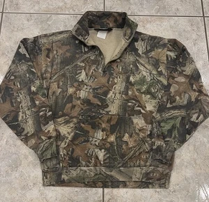 Vtg 90s Y2K Mens M Liberty Advantage Camo Sweatshirt 1/4 Zip Pullover Boxy USA - Picture 1 of 10