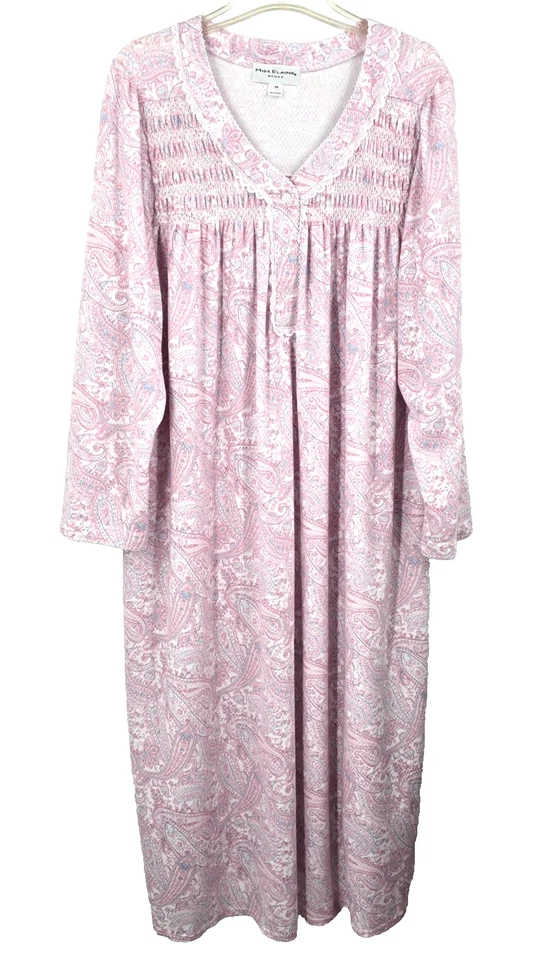 Nuevo sin etiquetas Camisón Miss Elaine 2X Rosa Paisley Suave Largo Pradera Abuela Casa Núcleo Foto 1 de 4