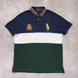 Polo Ralph Lauren Shirt Polo Mens XL Navy Big Pony Crest Rugby Collar Slim Fit - Picture 1 of 13