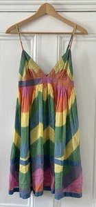 Kate Moss X Topshop Women’s Rainbow High-Waist Sleeveless Straps Sun Dress UK 10 - Picture 1 of 14