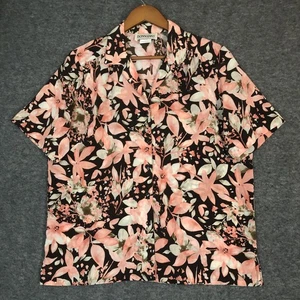 Camisa Donn Kenny Clásica Mujer L Floral Abotonada Manga Corta Top Hawaiano - Imagen 1 de 14