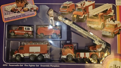 Juego de regalo de camión de bomberos vintage Siku 6313 (hecho en Alemania Occidental) escala 1:55 Foto 1 de 4