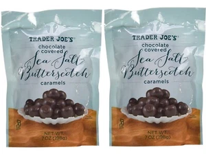 2 Packs Trader Joe's Chocolate Covered Sea Salt Butterscotch Caramels 7 oz Each - Picture 1 of 6