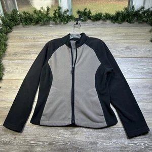 Merona Sweatshirt Size Medium Black /Gray Fleece Full Zip Sweater Jacket Womens - Picture 1 of 16