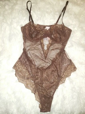 Beautiful Medium Brown Elegant Sexy Shimmer Victoria's Secret Lace Bodysuit 🤎 - Image 1 of 4