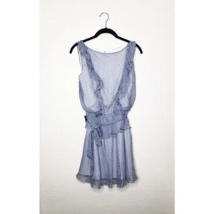 Bebe Women's Blue and White Striped Tie Ruffle Dress Size 6 NEW NWT - Picture 1 of 9