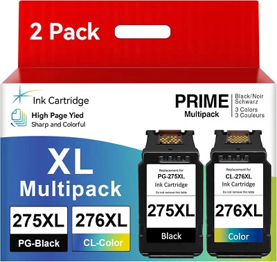 Lote Cartucho de tinta PG-275XL CL-276XL para Canon 275 276 PIXMA TR4720 TS3520 TS3722 Foto 1 de 4