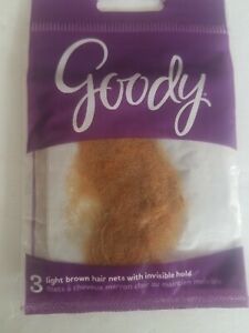 3 Goody Light Brown Hair Nets With Invisible Hold