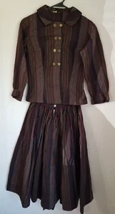 vtg 60's MISS PAT California Womens Long Sleeve Collared Button up Shirt & Skirt - Picture 1 of 20