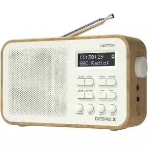 Radio Azatom DAB FM Reloj Alarma Altavoz Portátil Batería Altavoz Desire X Roble - Imagen 1 de 7