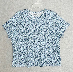 Old Navy Womens T Shirt Size 2X Blue Floral Short Sleeve Slub Knit Tee Casual - Picture 1 of 13