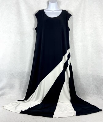 Chico’s Maxi Dress Womens 3 US 16 Black White Striped Stretch Sleeveless - Image 1 of 4