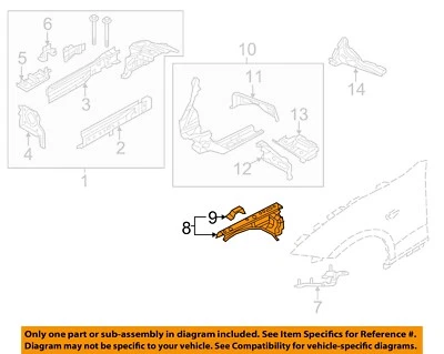 FIAT OEM 17-20 124 Spider Structural Components Rails-Apron Panel 68314144AA - Image 1 of 2