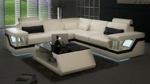 XXL Ledersofa mit USB,Garnitur Wohnlandschaft Eckcouch Leder Ecksofa HAMBURG II