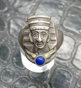 Vintage Ring Egyptian Pharaoh Lapis Lazuli And Silver 925  - Picture 1 of 10