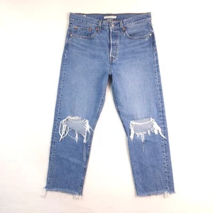 Levis Wedgie Straight Distressed Womens Blue Jeans Size 30 ( Measures 32x25 ) - Picture 1 of 22
