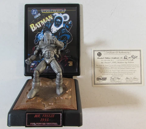 DC Comic Book Champions Mr. Freeze Fine Pewter Figure Modern Age 1995 COA Cover