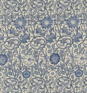 WILLIAM MORRIS CURTAIN FABRIC DESIGN Pink and Rose 3.6 METRES VELLUM AND INDIGO - Picture 1 of 7