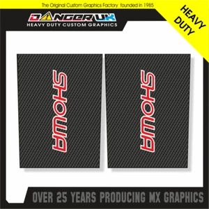 MOTOCROSS MX 85cc UPPER FORK GRAPHICS DECALS SHOWA CARBON FIBRE LOOK - Picture 1 of 1