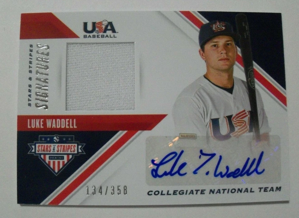 2020 Panini Stars & Stripes USA Baseball Auto Relic Luke Waddell /358 - Image 1 of 1
