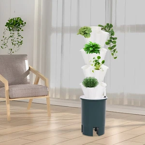 Stand Stacking Strawberry Planting Pots Vertical Planter Flower Garden Tower Pot - Picture 1 of 13