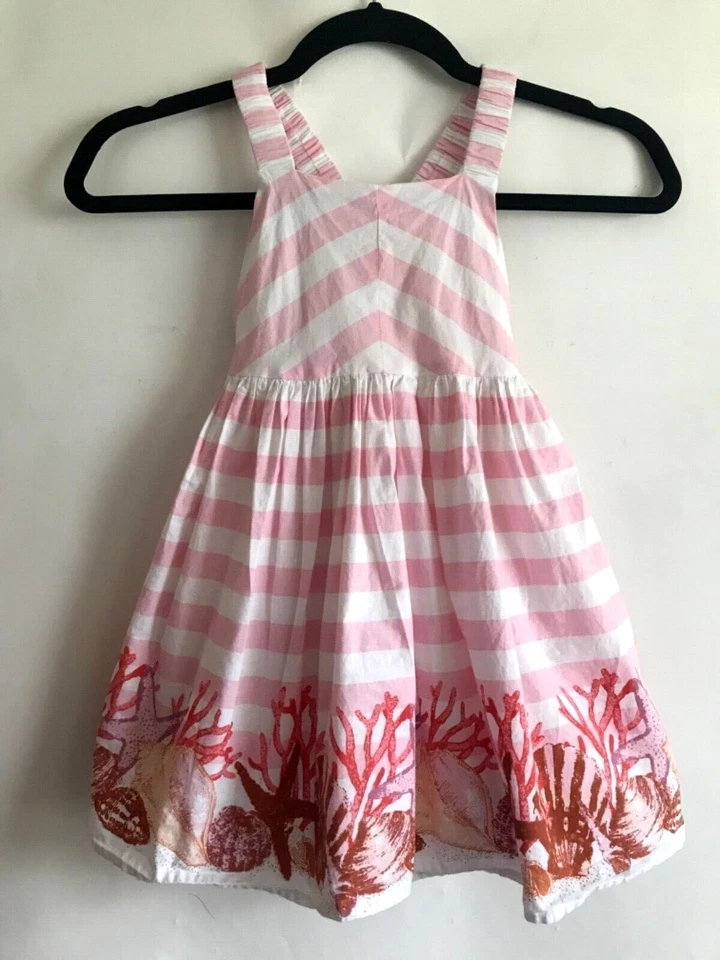 Vestido Rachel Ashwell Niñas Talla 4T Shabby Chic Rayas Concha de Mar Pascua Sol Foto 1 de 4