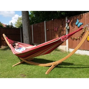 Outdoor Swing Traditional hammock with Wooden Stand, 2 Persons 150Kg -Butterfly - Picture 1 of 15