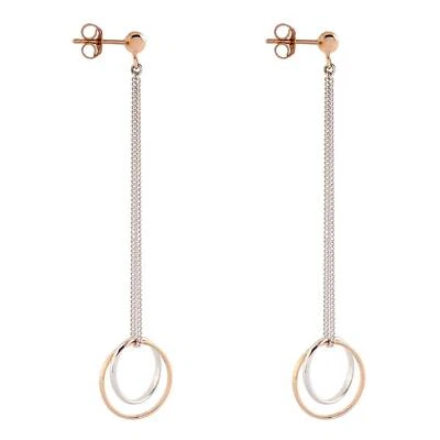 Ohrstecker bicolor Ohrhänger aus 925 Sterling Silber rosévergoldet mit Ringen - Bild 1 von 2