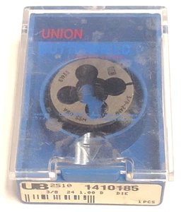 Union Butterfield 1410185 3/8-24 NF HSS 1" OD Troquel Redondo Ajustable HECHO EN EE. UU. - Imagen 1 de 8