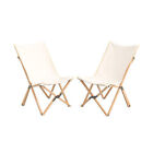 Set of 2 Bamboo Dorm Chair with Storage Pocket for Camping and Fishing-Beige - 