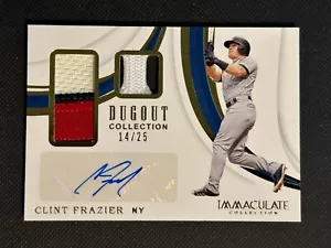2019 Panini Unbefleckte CLINT FRAZIER Patch Auto/25 Yankees Unterstand Kollektion - Bild 1 von 2