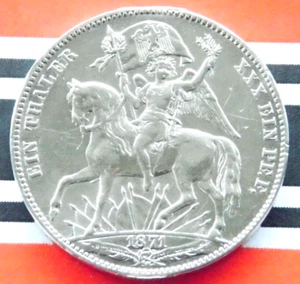 THALER 1871 B SAXONY ALBERTINE Johann Victory over France Silver GERMAN Coin RAR - Picture 1 of 9