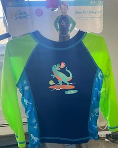 Swim Tee Rash Guard Sun Smart Sun Shield UPF 50+ Quick Dry M(2-4 Years) Dinosaur - Picture 1 of 1
