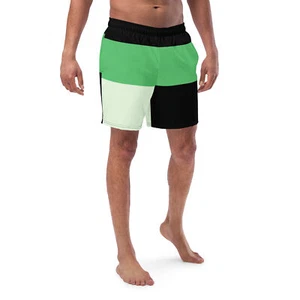 New Mens Swim Trunks Green Board Shorts Mesh Liner 2XS-6XL Green & Black Pockets - Picture 1 of 32